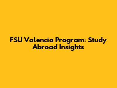 FSU Valencia Program: Study Abroad Insights
