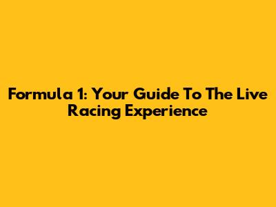 Formula 1: Your Guide To The Live Racing Experience
