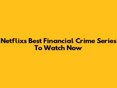 Netflix's Best Financial Crime Series To Watch Now