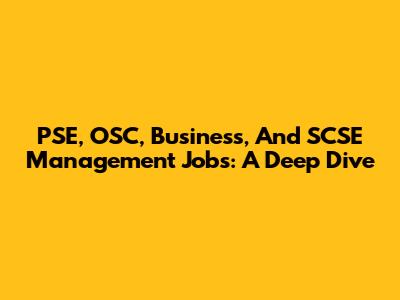 PSE, OSC, Business, And SCSE Management Jobs: A Deep Dive