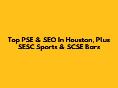 Top PSE & SEO In Houston, Plus SESC Sports & SCSE Bars