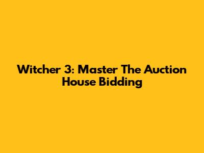 Witcher 3: Master The Auction House Bidding
